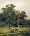 Recogiendo setas 1870 paisaje clásico Ivan Ivanovich árboles